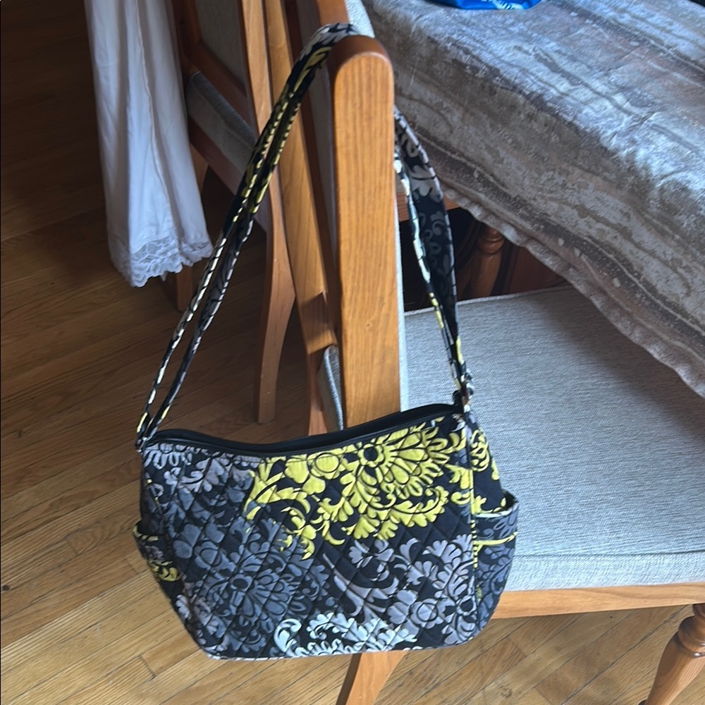 Vera Bradley Black and Yellow Floral Shoulder Bag